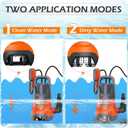 Sump Pump with Float 1HP Clean/Dirty Submersible Water Draining Pump 4500GPH Electric Portable Water Transfer Pumps for Pool Basement Garden Spa Hot Tubs Pond Flood Yard, Orange