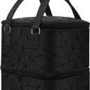 Double-layer Nail Polish Organizer Case - Hold 42 Bottles of Nail Polish & Nail Lamp, Portable Nail Kit Bag with Handle,Nail Organizer Bag for Nail Professional Travel (Black, 42 bottles-L)