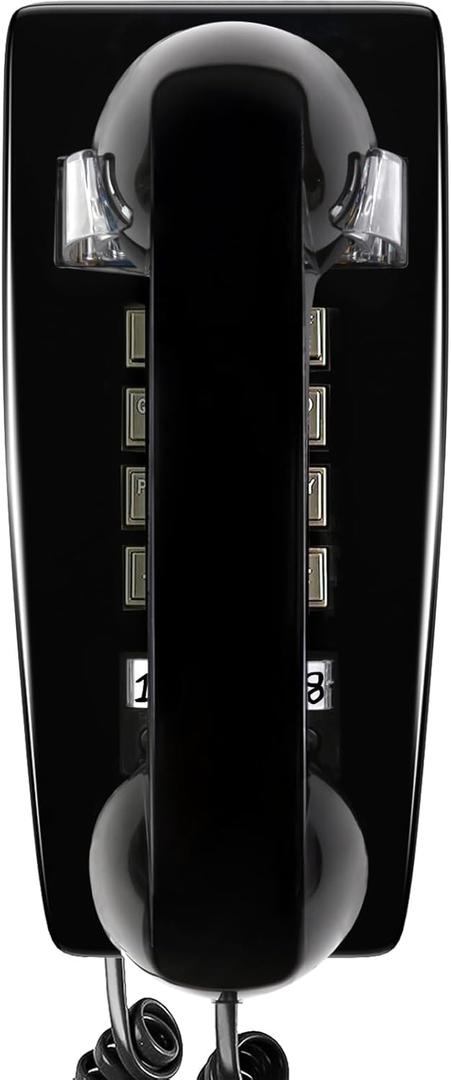 Sangyn Retro Wall Phones for Landline with Loud Mechanical Ringer Vintage Wall Mount Phone with Volume Adjustable Old Fashioned Corded Landline Telephone for Kitchen School Office, Black