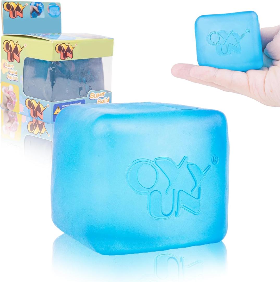 Stress Cube Squishy Stress Balls for Adults Kids Sensory Fidget Toy for Your Best Mellow and Chill -Ice Cubes-Square Shape with Filling (Blue Cube)