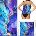 Purple Marble Beach Towel - Microfiber Beach Blanket Backpack for Travel Adult Camping Holiday 63"x31.5"
