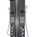 ELLO&ALLO LED Shower Panel Tower System, Hydroelectricity Display Rain Massage with Jets, Brushed Black