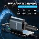 Retractable Car Charger, 4 in 1 Retractable Car Charger 66W with Cord 2.6ft, Retractable Cables and USB Ports Car Adapter Compatible with iPhone15/14 Pro (Dual Lightening)