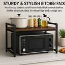 2-Tier Heavy Duty Microwave Stand, Carbon Steel Kitchen Shelf Countertop Organizer, Holds Up to 200 lbs, Space Saving Microwave Oven Rack for Kitchen Storage, Fits Most Microwaves (20.5" Width), 20.5*13.8*17.3in