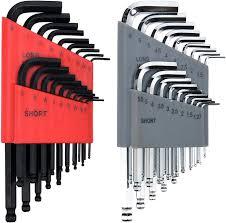 36-Piece Hex Key Allen Wrench Set with Ball End - SAE/Metric Sizes and 2 Storage Cases (Black)