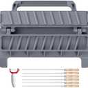 guogiyala Kebab Maker Press with Kebab: Manual Kabob Mould - Skewers Kebab, 8 pcs portable Barbecue Tool(Grey)