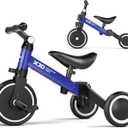 XJD 5 in 1 Toddler Bike, Tricycle for Toddlers 1-3 with Adjustable Seat Height, Removable Pedals, Ideal Balance Bike Birthday Gifts and Toys for Boys and Girls (Blue)