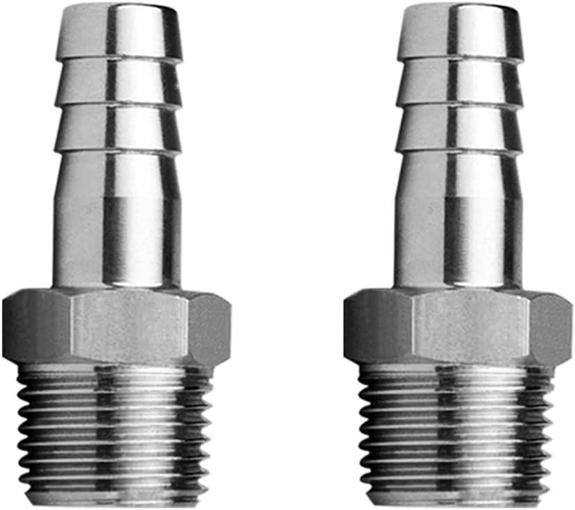 Stainless Steel Hose Barb Fitting 3/4" Hose Barb to 1" NPT Male Thread Connector Hex Adapter Air Water Fuel (pack of 2)