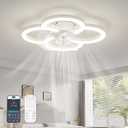 Low Profile Ceiling Fans with Lights and Remote, Fandelier Ceiling Fan Flush Mount, 3000K-6500K Smart 5 Blades LED Fan Light, Small Ceiling Fans with Lights for Bedroom, Kitchen, 18 inch