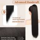 Flufymooz ponytail extension, 26 Inch Long Straight Drawstring Ponytail Hairpieces Fake Pony Tails Natural Soft Clip in Hair Extension pony Tail for Women (Black Brown)