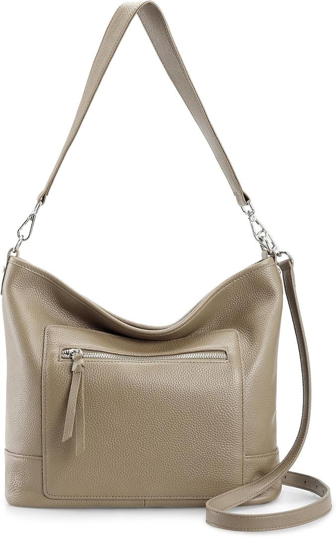 Befen Soft Genuine Leather Hobo Bags for Women, Large Multi-Pocket Shoulder Crossbody Handbags with Zipper Closure