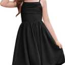 IBAKOM Girl Sleeveless Formal Party Dress Ruffle Smocked Flower Bud Skirt Teen Fancy Pageant Homecoming School Prom Dress