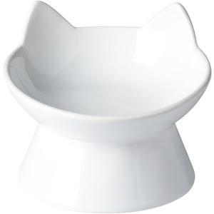 ABRUTY Cat Food Bowl, 5 OZ Ceramic Elevated Kitten Water Bowl, 15° Tilted Raised Pet Feeder, Anti Vomiting and Whisker Friendly Dishes for Fat Faced, Cat, Kitten, Small Dog