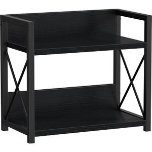 Giikin Kitchen Counter Shelf, 2 Tier Kitchen Spice Rack Organizer for Countertop, Wood Coffee Bar Organizer for Home (Black, S)