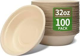 100 Brown Paper Bowls, 7 inch