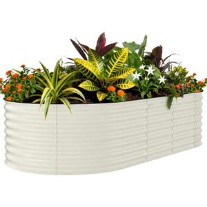 Garvee Galvanized Raised Garden Bed Outdoor, 8x4x2 ft Metal Planter Box for Flowers Herbs Vegetables, Rust-Resistant Raised Garden Beds for Gardening, Easy Assembly Outdoor Garden Box & Planters, Beige (8x4x2ft (1 PCS))