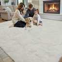 Area Rugs10x14 for Living Room,Cream Large Shaggy Carpet Plush Furry Rug