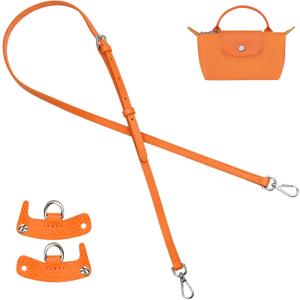 Jiesinlov Leather Bag Shoulder Strap Replacement Crossbody Adjustable Conversion Kit Fit for Mini Pouch (Orange)