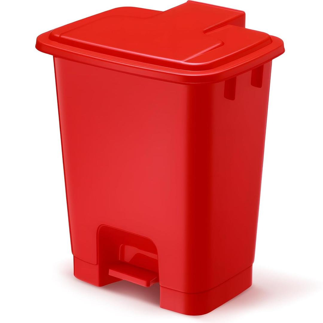 1pcs 5 Gallon Red Step on Trash Can Hands-Free Waste Bin with Odor Control Lid Touchless Sanitary Use Garbage Can for Lab Dental Home Clinic Office
