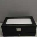 SONGMICS Watch Box, 12Slot Watch Case Organizer with Large Glass Lid, 2 Layers, Removable Pillows, Metal Lock, Gift for Loved Ones, Black Synthetic Leather, Black Lining UJWB012B03