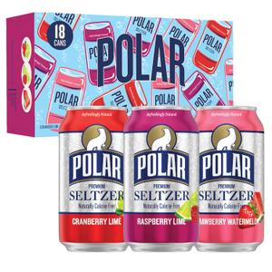 Polar Seltzer Water Berries Variety Pack, 12 fl oz cans, 18 pack (EXP 04/06/27)