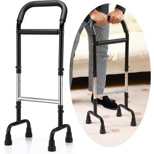 Walking Cane Standing Aids and Supports Adjustable Cane Stand Assist Aid for Elderly up to 300lb Height Adjustable 28.74-36.22 in Mobility for Seniors, Adults and Assistance (Black)