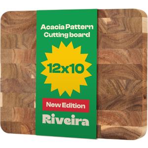 Riveira Acacia Wood Cutting Board Gourmet Acacia Grandeur: 12 x 10 Wooden Chopping Board Natural Wooden Cutting Boards For Kitchen Decorative Innovative Juice Grooves