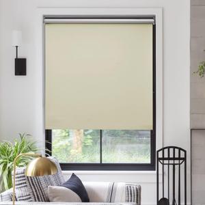 MYshade Free-Stop Cordless Roller Shades for Windows Room Darkening Roller Shades & Blinds Same Color Both Sides Fabric Pull Down for Home Office Indoor Easy to Install Beige(36" W X 72" H)