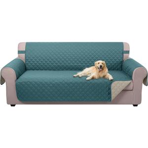 U-NICE HOME Reversible Sofa Cover Couch Cover for Dogs with Elastic Straps Water Resistant Furniture Protector for Pets Couch Cover for 3 Cushion Couch (Sofa, Blue/Beige)