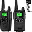 Walkie Talkies for Adults Long Range, Rechargeable Walkie Talkie 22 FRS Channels Two Way Radios with Noise Reduction, Volume Adjustment, LED Flashlight,1200mAh Rechargeable Battery (2 Pack Black)