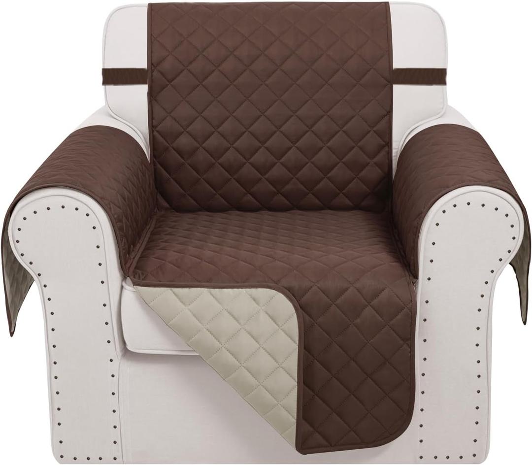 Recliner Chair Covers Reversible Sofa Couch Cover for Pets Lazy Boy Furniture Protector(23''Chair,Chocolate/Beige)