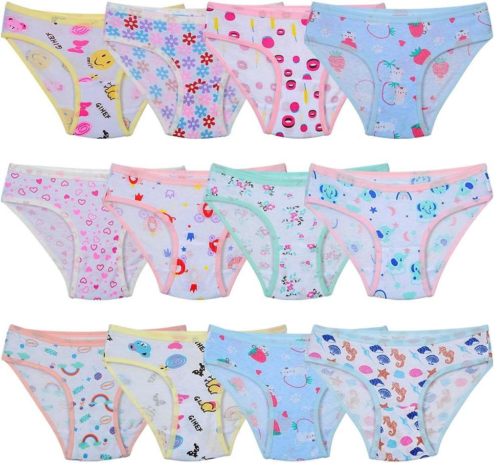 Closecret Toddler Soft Cotton Underwear Baby Panties Little Girls' 12-Pack Assorted Briefs (4-6 Years, Style11)