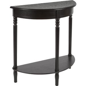 Decor Therapy Half Moon Entry Table, With Shelves & Easy Assembly, Farmhouse Entryway Table, Black, Wood - (28.5" x 11.8" x 28.5")