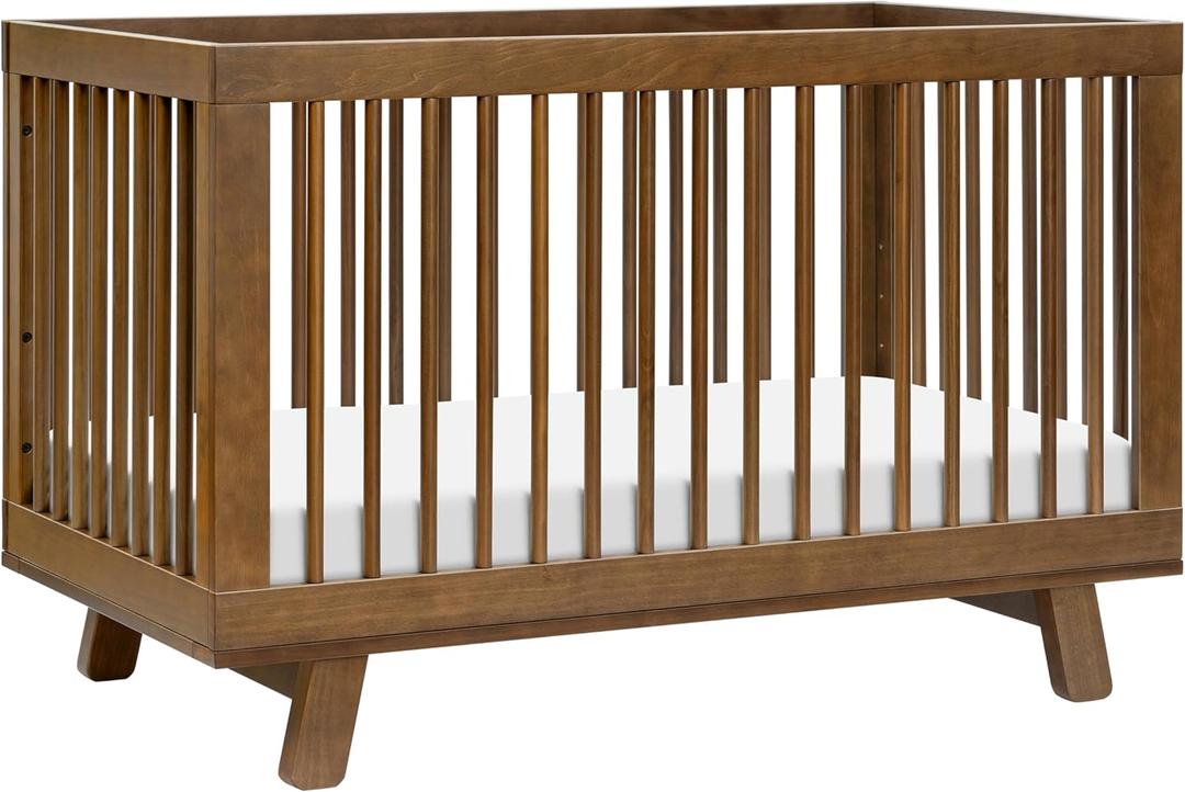 babyletto Hudson 3-in-1 Convertible Baby Crib with Toddler Bed & Daybed Conversion - Strong, Durable & Easy to Assemble - GREENGUARD Gold Certified w/ 4 Adjustable Mattress Heights - Natural Walnut