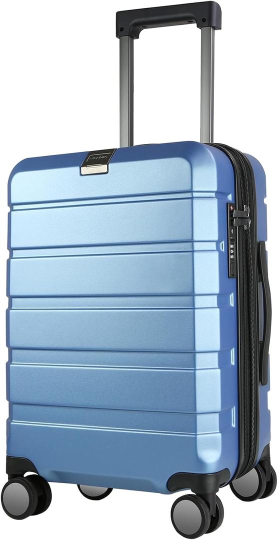KROSER Hardside Expandable Carry On Luggage with Spinner Wheels & Built-in TSA Lock, Durable Suitcase Rolling Luggage with USB Port, Carry-On 20-Inch, Light Blue, 21.5 x 14.1 x 9.3 inches