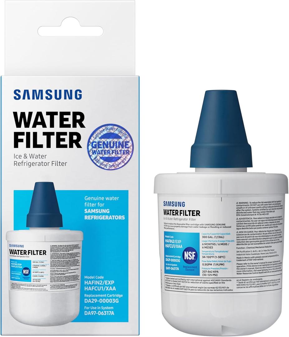 Samsung HAFCU1/XAA Genuine Refrigerator Water Filter, Reduces 99% of Harmful Contaminants for Clean, Clear Drinking Water, 6-Month Life, Easy Install, Pack of 1