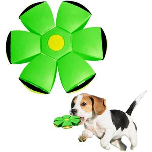 Pet Toy Flying Saucer Ball, Flying Saucer Ball Dog Toy with 3 Light for Interactive Dog,Cats, Children's Foot Ball,Outdoor Games,Camping Games-Green