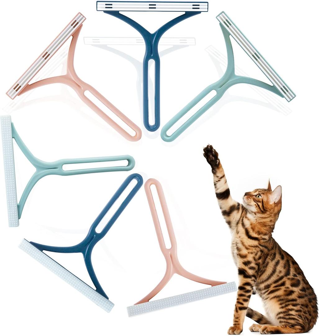 Dog Hair Remover for Couch, Cat Fur Removal Tool for Furniture, Pet Hair Remover Cleaner Brush for Clothes, Carpet, Bedding, Car, Reusable Scraper for Dog Hair/Lint Cleaning, (6 Pack)