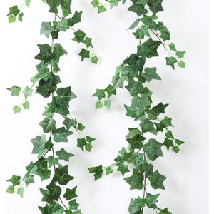 Mizii 2 Strands Artificial Vines Ivy Garland 79" Fake Vine with Silk Green Leaves Faux Hanging Plants Greenery Decoration for Outdoors Party Wedding Indoor Mantle Bedroom Home Decor (Ivy)