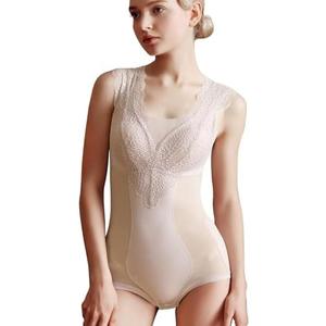 Rosemary Kiss Women's Shapewear Tummy Control Bodysuit Built-in Bra Ultra Firm Lace Corset Sleeveless Body Shaper L