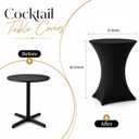 6 Pack Cocktail Table Covers - 32x43 Inch Black Fitted Stretch Spandex Round High Top Tablecloth for Party, Bar, Birthday, Pub, Banquet