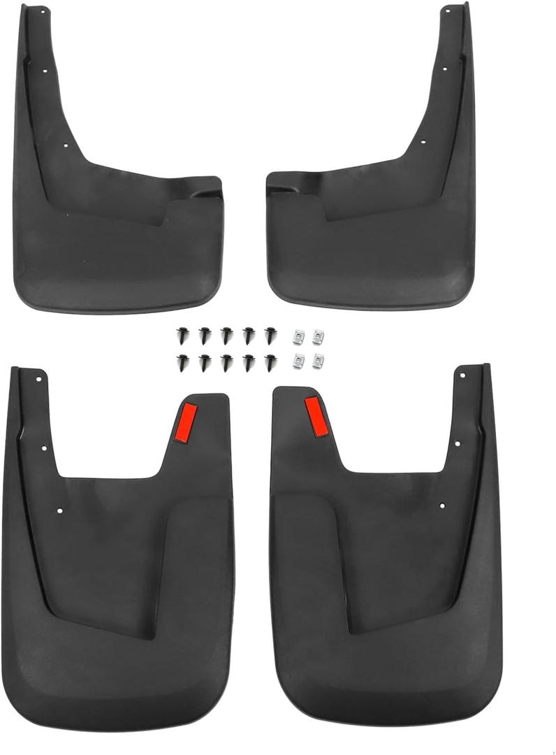 Mud Flaps Compatible with Dodge Ram 2019-2022 2023 2024 1500 Without OEM Fender Flares Custom Front and Rear Mud Guard Set (4pcs-Set)