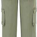 Roxy Girls' Precious Wide Leg Twill Cargo Pants, Relaxed Fit (7, Oil Green)