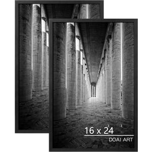 DOAI ART 16x24 Poster Frame 2 Pack Black,16x24 Picture Frame for Horizontal or Vertical Wall Mounting, Scratch-proof Safe and Artistic Large Photo Frame Wall Art