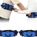 Gait Belt 2 Pack, Rhino Valley gait Belts for Seniors with 7 Handles, 59" Anti-Slip Transfer Belt for Elderly, Elderly Assistance Products, Blue&Black