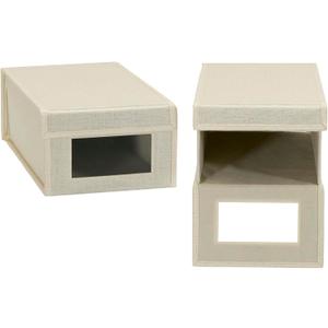 Household Essentials Small Drop Front Shoe Box 2 Pack, Beige