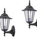 WISBEAM 2 Pack Outdoor Wall Light, Black Wall Sconce for House Porch Lighting Fixture, E26 Base 60W Max, Metal Housing Plus Glass, Wet Location Rated, ETL Qualified, Bulbs not Included