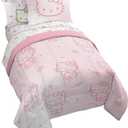 Jay Franco Hello Kitty Full Comforter Set - 7 Piece Bedding Includes Sheet Set & Pillow Covers - Super Soft Pink Bedding