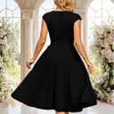 DRESSTELLS Women's Cocktail Dresses, Formal Wedding Guest Modest Church Vintage Tea Party Midi Evening Dress (Black, XXL)