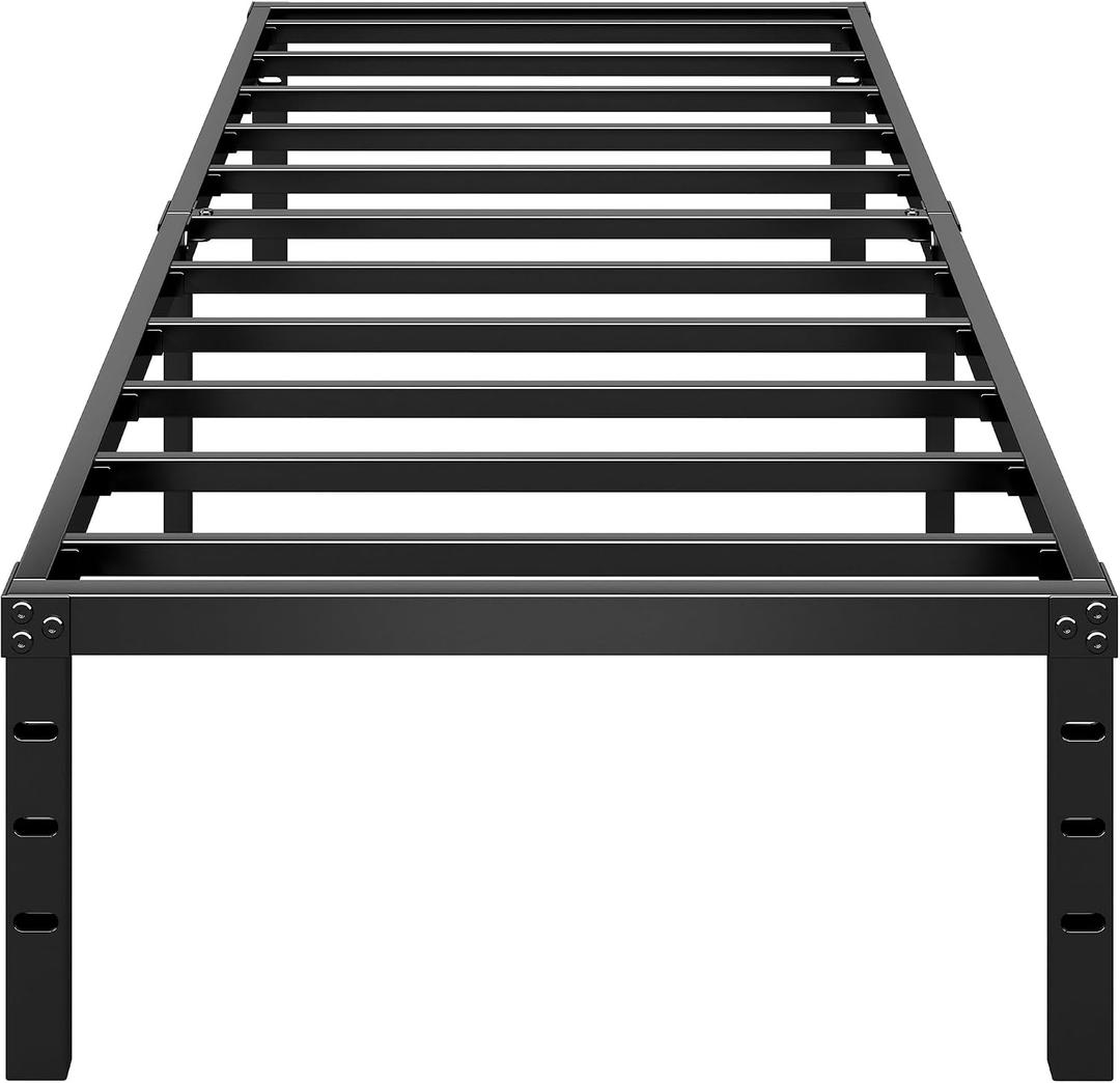 HLIPHA Metal Platform Bed Frame 16 Inch Tall, No Box Spring Needed, Twin Size Bed with Heavy Duty Strong Support Slats, Easy to Assemble, Black